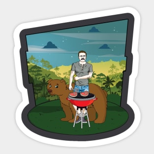 Teddy Roosevelt Grilling T-shirt Sticker